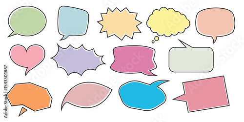Colorful Speech Bubble Set - Hand Drawn Doodle Style