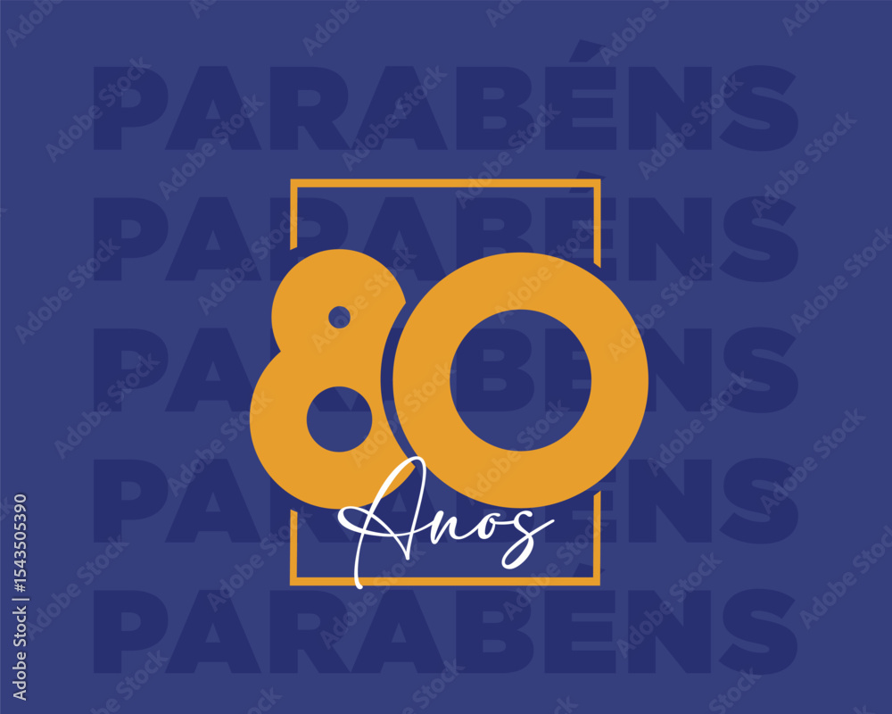 Cartaz de Aniversário com Número 80 – Parabéns com Estilo Moderno