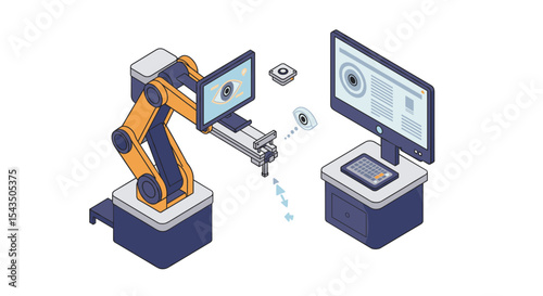 Innovative robotics and automation technology for modern industrial solutions isometric style vector illustration