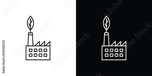 Green factory icon filled flat sign concept for web design.