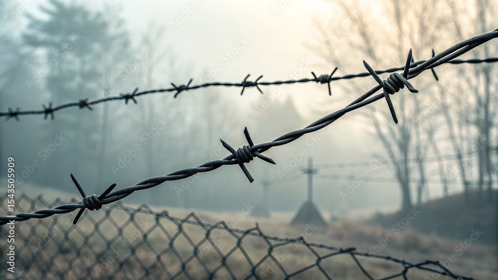 Barbed wire fence security protection metal danger sharp boundary prison border obstacle restriction safety silhouette Barbed wire fence security protection metal danger sharp boundary prison border obstacle restriction safety silhouette