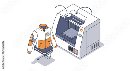 3d printing technology in fashion design and innovation for custom apparel production isometric style vector illustration