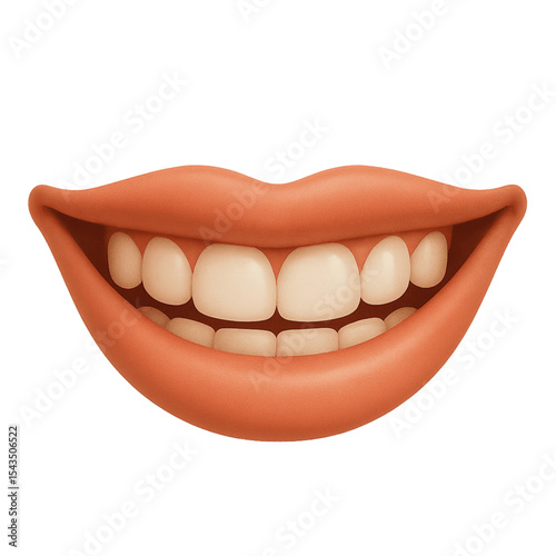 Smiling cartoon mouth with white teeth and pink lips  