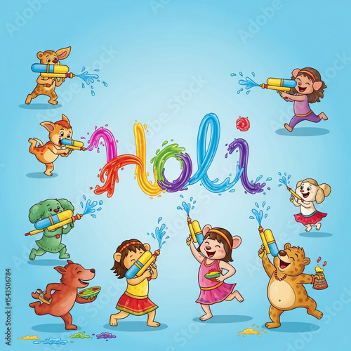 Happy Holi! Cute Animals Pl...