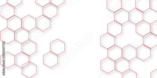 abstract geometric red texture background red hexagon 3D background texture. 3d rendering illustration. Clear pattern abstract background hexagon .Futuristic abstract banner.	
