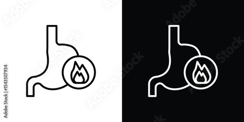 Heartburn icon filled flat sign concept for web design.