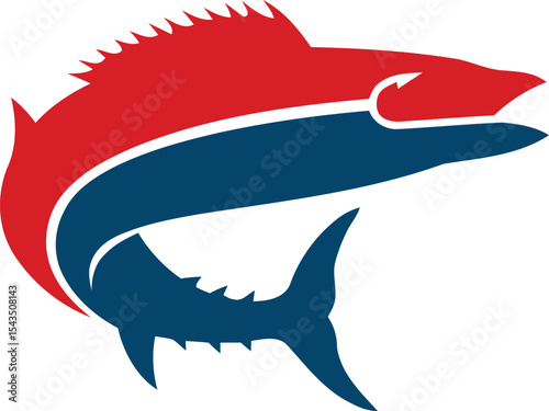 Fish logo template. Creative vector template of fishing club logo or fishing online shop.