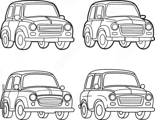 Set of vintage car icons and silhouettes vector collection