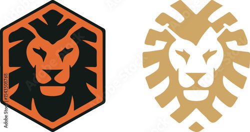 Lion head with wings in black vector icon style for Halloween decoration and symbolic design