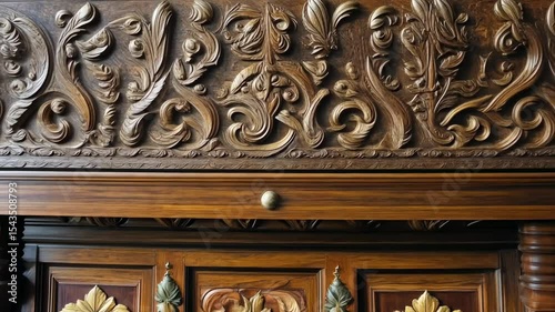 Ornate wooden carving details