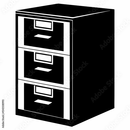 file cabinet silhouette vector black on white background