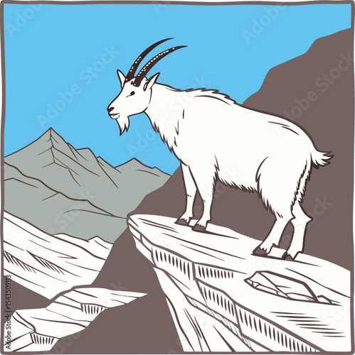 Majestic Mountain Goat Design Perfect for Branding Logos and Nature Themed Projects a Scalable Graphic for Various Applications