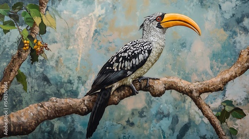 One southern yellow billed hornbill