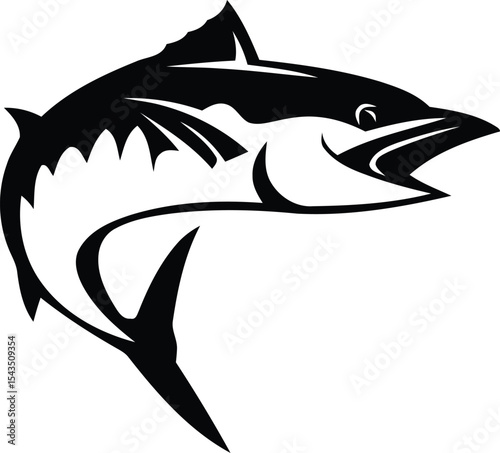 Fresh fish with wave water logo