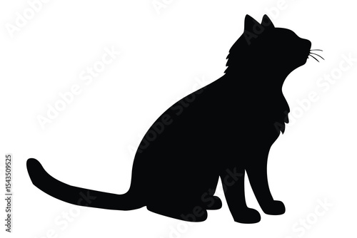 Elegant Black Cat Silhouette Vector Graphic Perfect for Design Projects needing a sophisticated feline profile illustration suitable for logos branding and decorative purposes