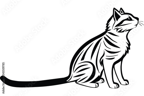 Elegant Black and White Cat Illustration Stylish Pet Design for Print or Web Use Perfect for Animal Lovers and Design Projects