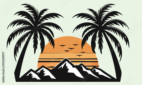 Summer beach sticker set with cute tropical elements.