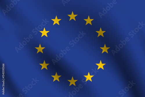 Flag of European Union. EU flag. European Union wavy flag digital vector illustration. Fluttering flag.