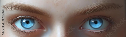 Two blue eyes of a European human
