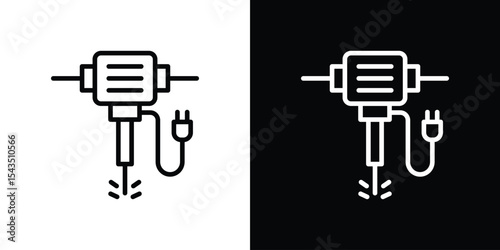Hydraulic breaker icon filled flat sign concept for web design.