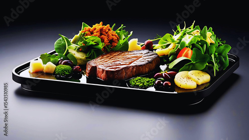Delicious sushi meal with fresh fish and vegetables on a plate, a healthy gourmet appetizer or dinner