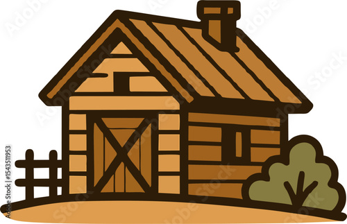 Rustic Wooden Farmhouse Vector Logo | Minimalist Barn