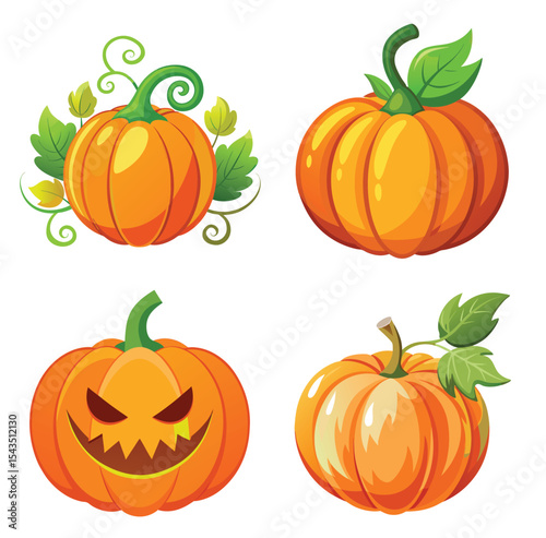 Pumpkin Halloween Set on a white backround .