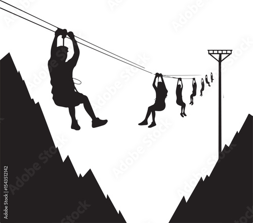 Climber Rappelling Down Cliff Silhouette

Extreme Rappelling Action Vector Scene

Mountain Rappelling Gear Silhouette Design

Rappeller Hanging on Rock Face Vector Art

Vertical Descent Adventure Silh