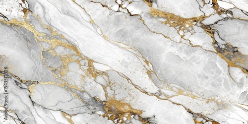 Elegant White Marble Texture with Golden Veins for Luxurious Backgrounds