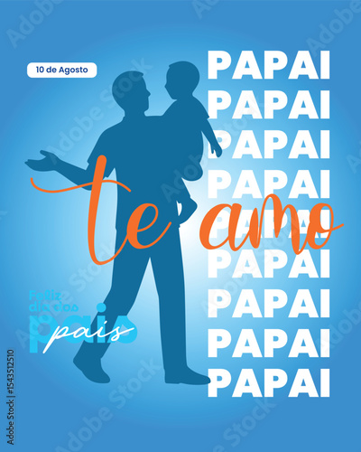 Pai Conversando com Filho no Colo – Arte com Frase “Te Amo Papai”
