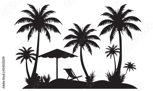 Summer beach sticker set with cute tropical elements.