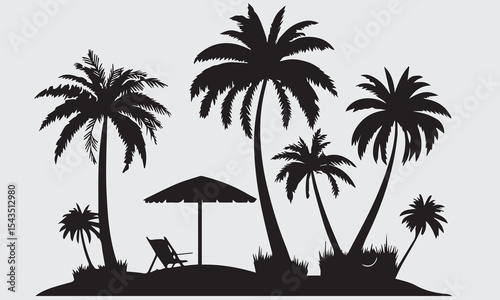 Summer beach sticker set with cute tropical elements.