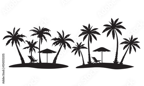 Summer beach sticker set with cute tropical elements.