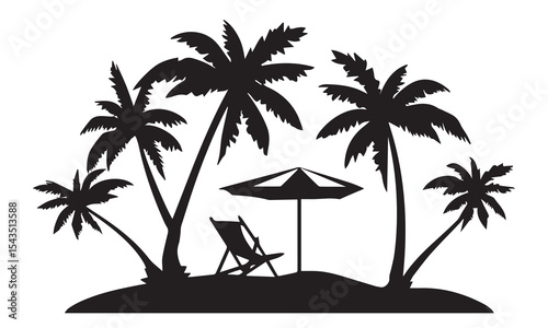 Summer beach sticker set with cute tropical elements.