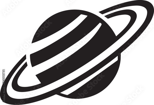 Planet Saturn with planetary ring silhouette vector