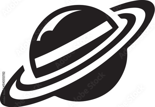 Planet Saturn with planetary ring silhouette vector