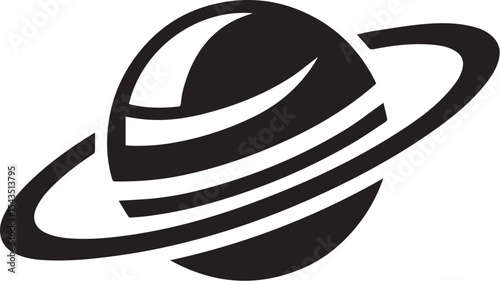 Planet Saturn with planetary ring silhouette vector