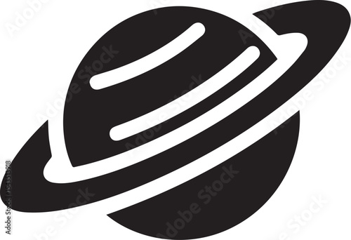 Planet Saturn with planetary ring silhouette vector