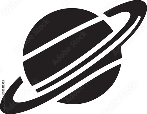 Planet Saturn with planetary ring silhouette vector