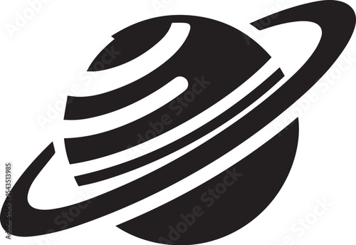 Planet Saturn with planetary ring silhouette vector