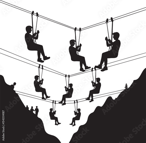 Climber Rappelling Down Cliff Silhouette

Extreme Rappelling Action Vector Scene

Mountain Rappelling Gear Silhouette Design

Rappeller Hanging on Rock Face Vector Art

Vertical Descent Adventure Silh