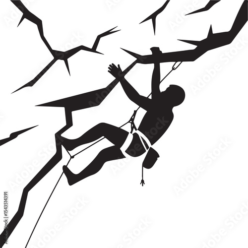 Climber Rappelling Down Cliff Silhouette

Extreme Rappelling Action Vector Scene

Mountain Rappelling Gear Silhouette Design

Rappeller Hanging on Rock Face Vector Art

Vertical Descent Adventure Silh