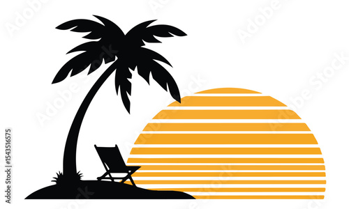 Summer beach sticker set with cute tropical elements.