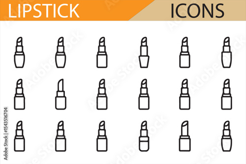 Set of Lipstick Icons for Makeup and Beauty Product Representations in Fashion


