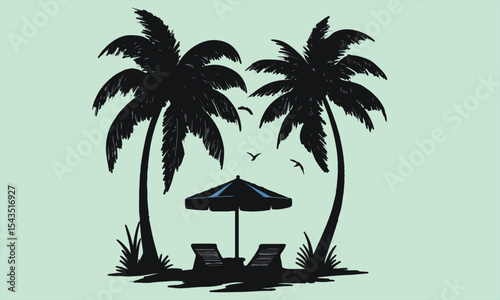 Summer beach sticker set with cute tropical elements.