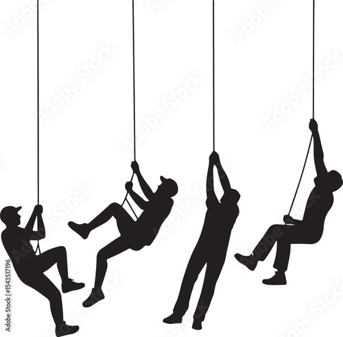 Climber Rappelling Down Cliff Silhouette

Extreme Rappelling Action Vector Scene

Mountain Rappelling Gear Silhouette Design

Rappeller Hanging on Rock Face Vector Art

Vertical Descent Adventure Silh