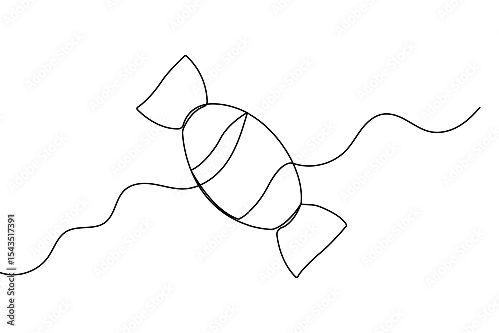 Obraz premium One line candy icon minimalist hand drawn outline vector illustration 