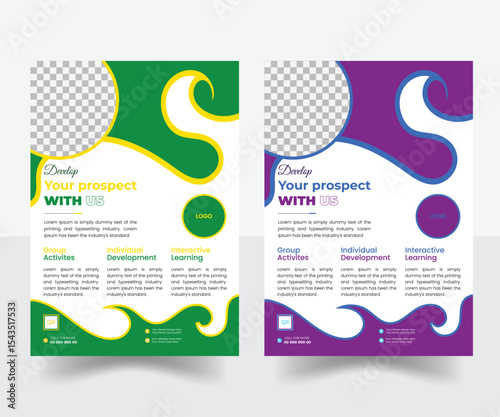 kids school admission flyer template. Flyer brochure cover template for Kids back to school education admission layout design. Creative and modern kids admission education poster, brochure layout.