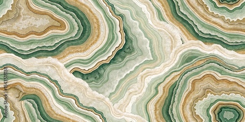 Abstract Agate Stone Texture with Green Beige and White Layers