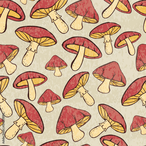 mushroom seamless pattern suitable for fabric, covers, backgrounds, wrapping, etc.